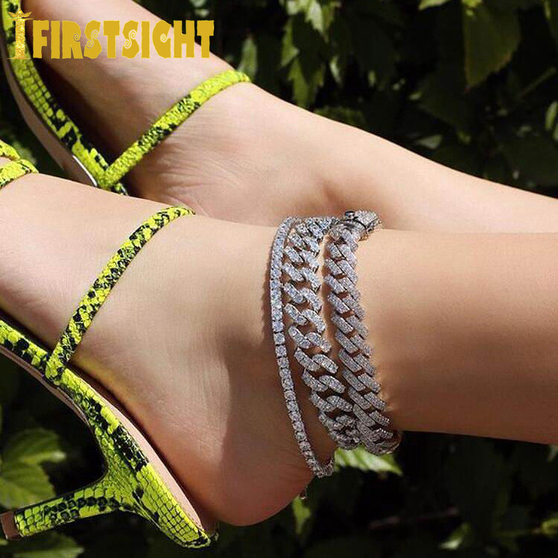 Cuban Link Chain 12Mm - Parking Cz Rectangle Anklet Hip Hop