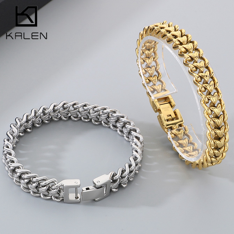Cuban Link Chain 12Mm - KALEN Shiny Stainless Steel Braided Chain