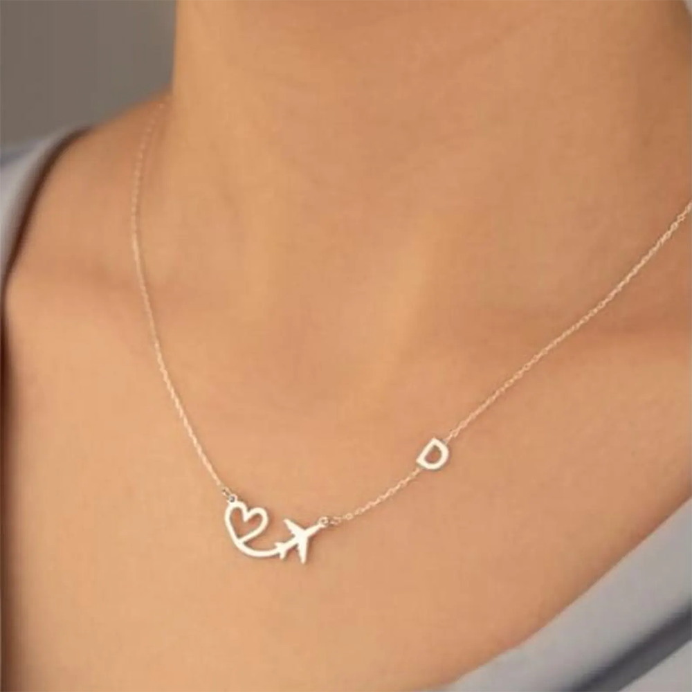 Personalized Heart Airplane In - Custom Name Necklace Stainless Steel review and price
