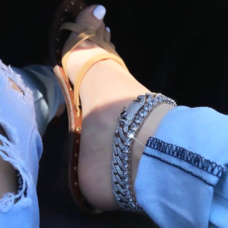Parking Cz Rectangle Anklet Hi - Cuban Link Chain 12Mm review and price