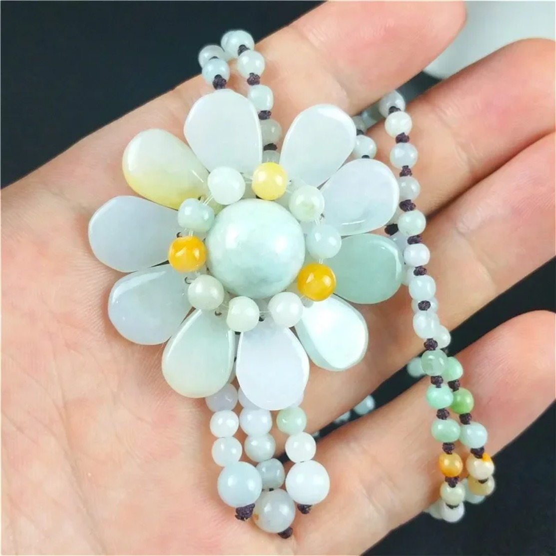 Certified Burmese Jade Sunflow - Necklaces review and price