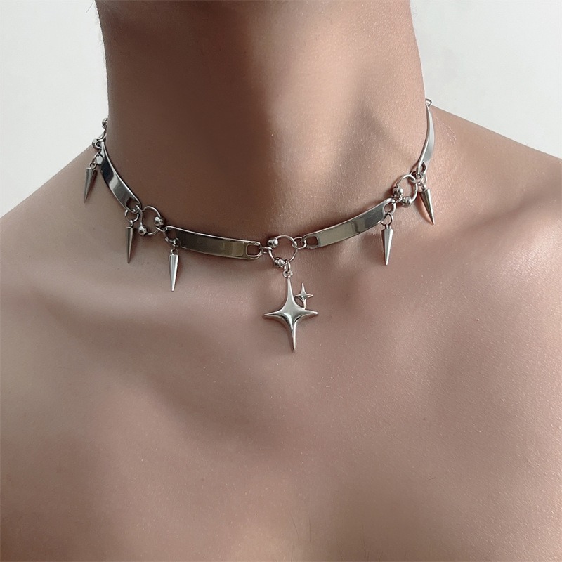 Hiphop Stainless Steel Punk St - Goth Punk Spike Choker review and price