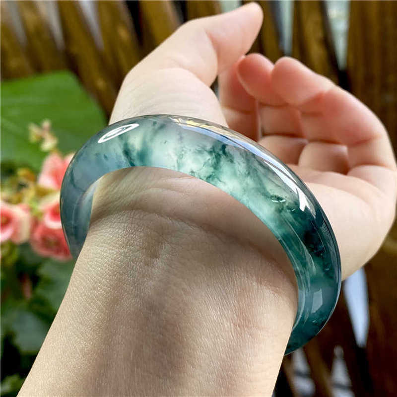 Ice-type jadeite with flower p - Bracelets review and price