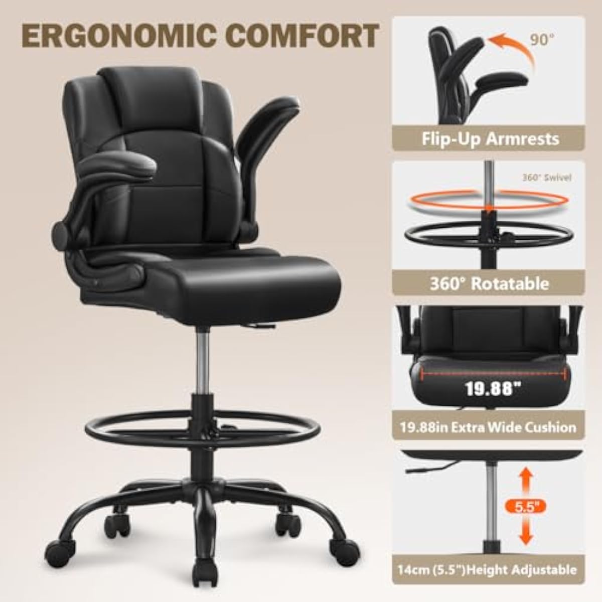 Ergonomic Tall Stool for Stand - Rings review and price