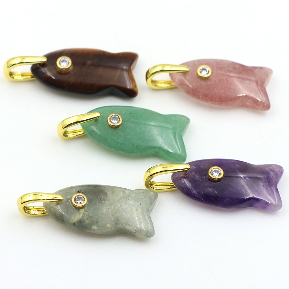 26mm Fish shaped Natural Stone - Crystal Pendant Necklace Natural Stone review and price