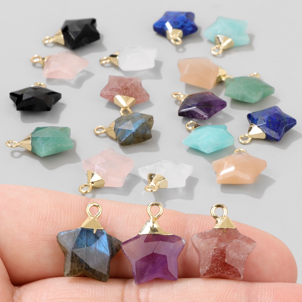 2Pcs Star Shape Stone Pendant  - Crystal Pendant Necklace Natural Stone review and price